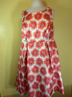 ModCloth Liza Luxe Floral Fit & Flare Dress in Coral White